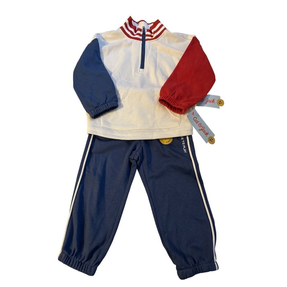 Cat & Jack boys fleece halfzip sweatshirt & Fleece Jogger reinforced knees 2T